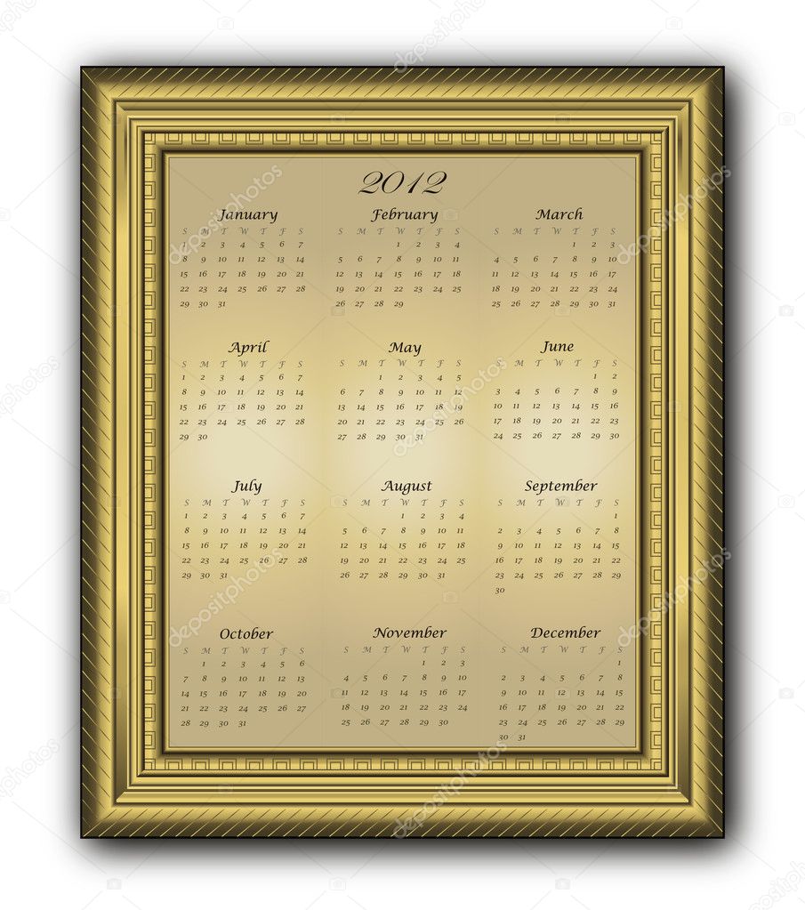 Calendar elegant Frame gold 2012