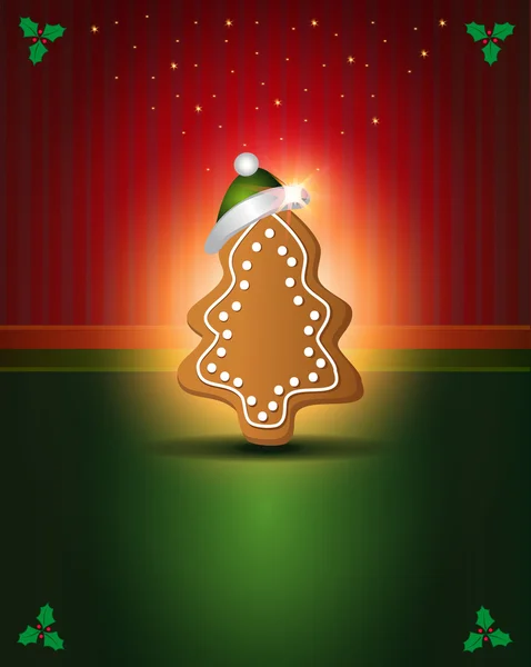 Weihnachtskarten rot grüne Lebkuchen — Stockvektor