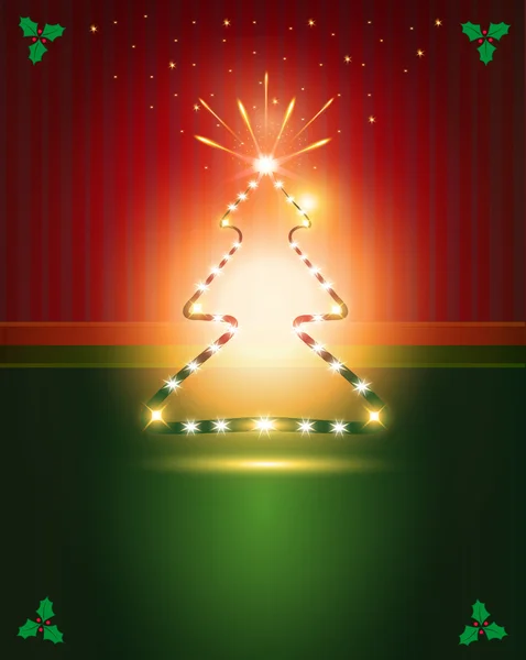 Biglietti di Natale Stella rossa albero verde — Vettoriale Stock