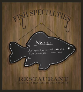 Vector Blackboard fish restaurant menu card clipart