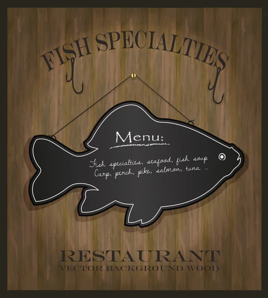 Vector Blackboard fish restaurant menu card - Stock Image - Everypixel