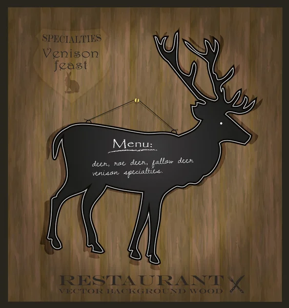 Vector Blackboard deer restaurant menu card — Stock Vector