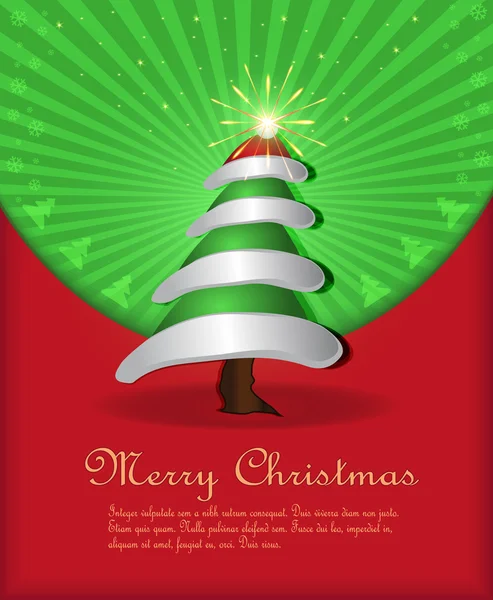 矢量圣诞祝贺红绿树章烟花 — 图库矢量图片