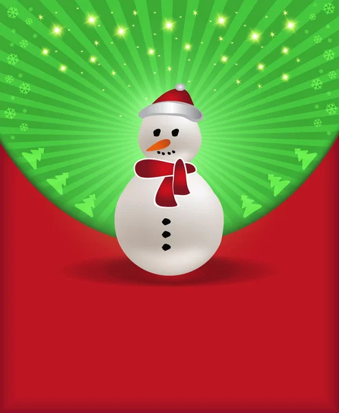 Raster felicitações de Natal boneco de neve verde vermelho — Fotografia de Stock