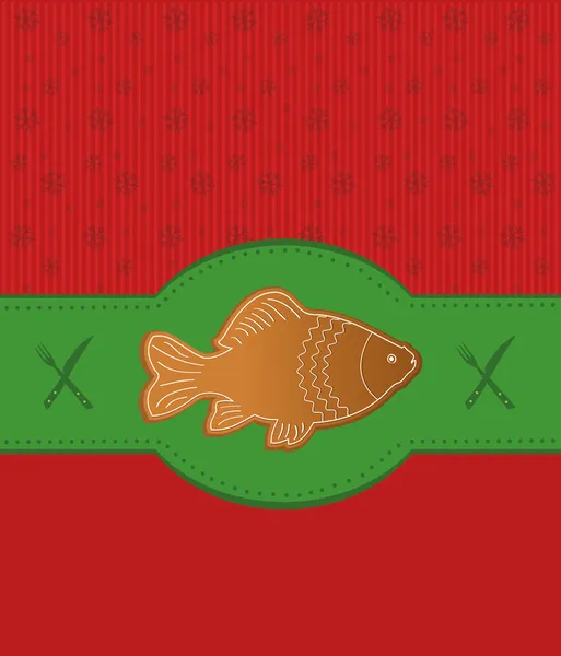 Raster christmas menu card gingerbread fish carp — Stockfoto