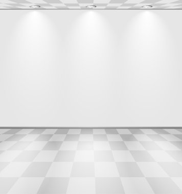 Room with projectors and checkered floor clipart