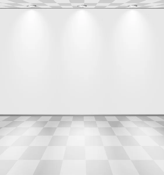 Chambre avec projecteurs et sol à carreaux — Image vectorielle