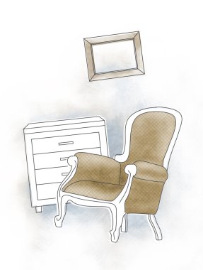 Sketch of furniture clipart