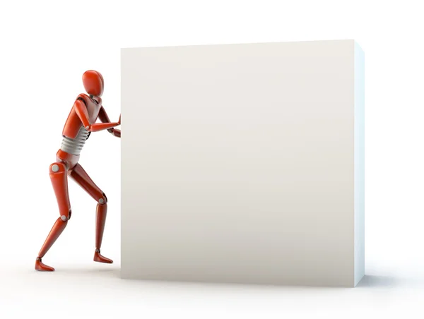 Red robot move the blank box — Stock Photo, Image