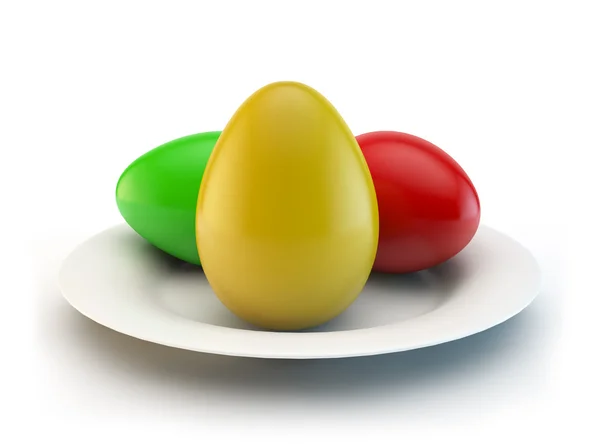 Окрашенные яйца на тарелке — стоковое фото