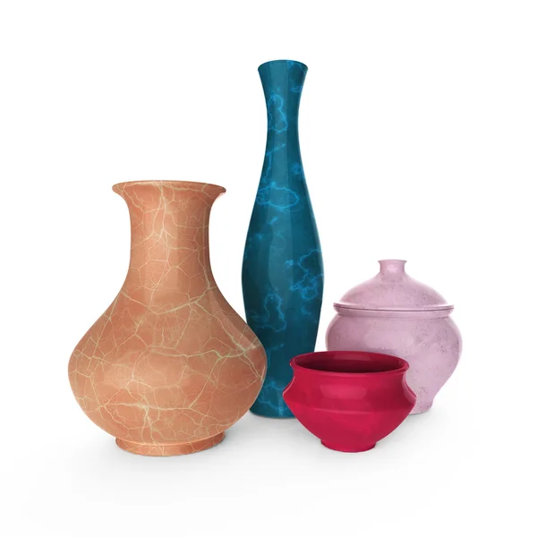 Ceramic vases and jugs isolated — Stock Photo, Image