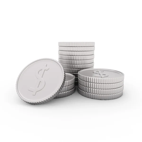 Pilha de moedas de prata — Fotografia de Stock
