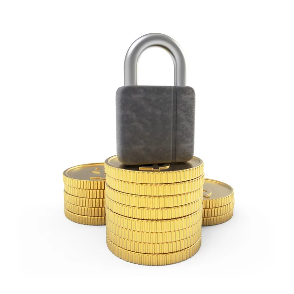 Locked coins isolated — Stock Photo, Image