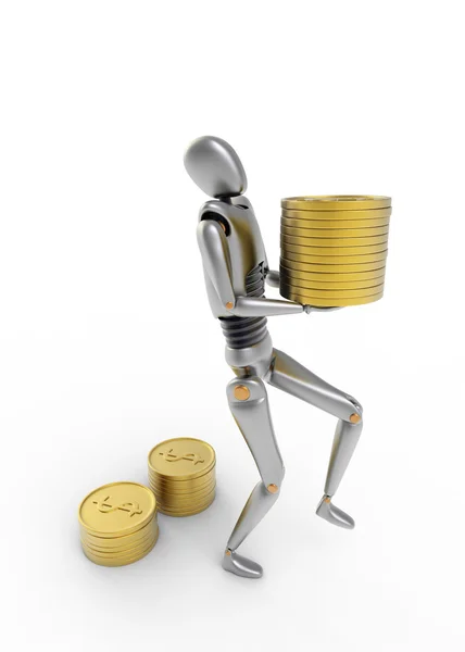 Roboten flyttar mynt — Stockfoto