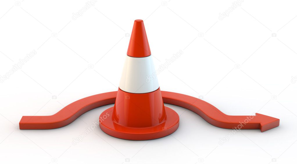 Traffic cone and arrow