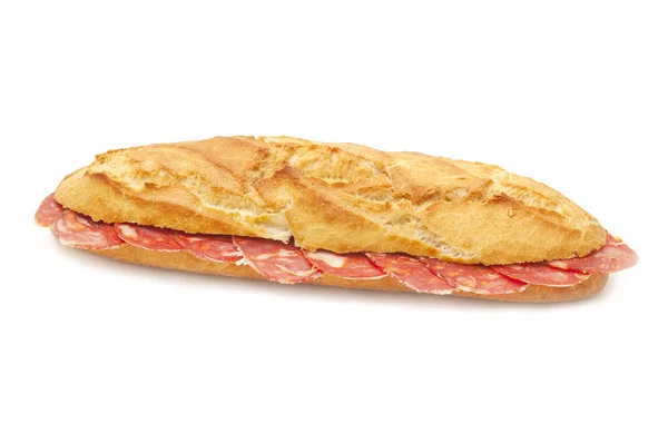 Sandwich van worst met sla en tomaat — Stockfoto