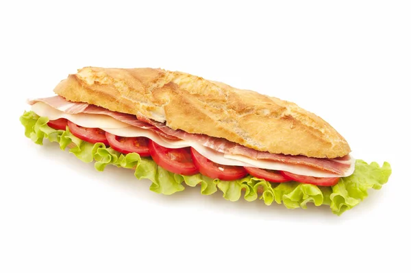 Sandwich di salsiccia con lattuga e pomodoro — Foto Stock