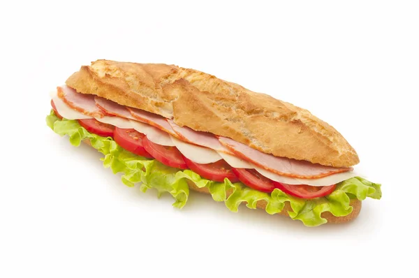 Sandwich de salchicha con lechuga y tomate —  Fotos de Stock