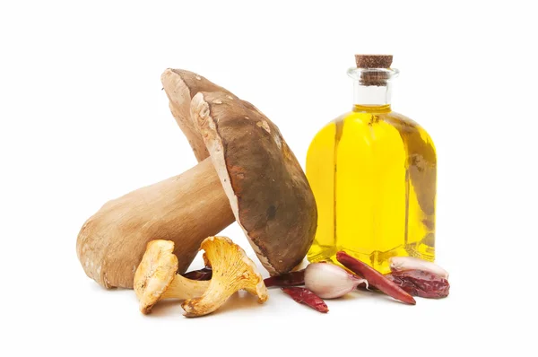 Mushrooms and oil — Stock Photo, Image