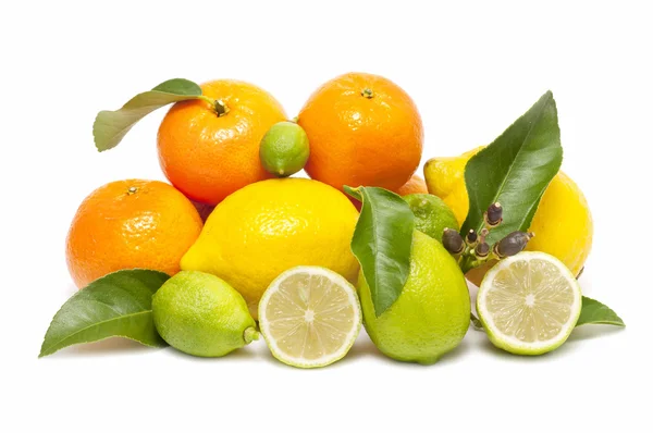 Orange fraîche et citron isolé sur fond blanc — Photo