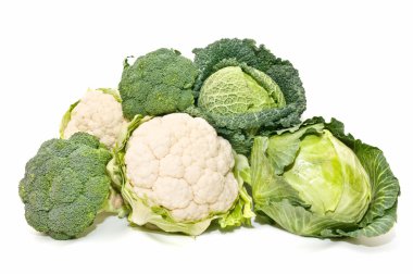 Cabbage, cauliflower and broccoli clipart