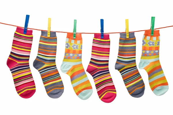 Socken an der Wäscheleine — Stockfoto