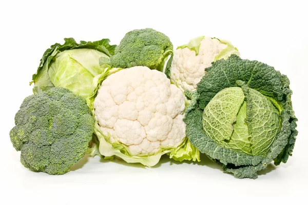 Lahana, karnabahar ve brokoli — Stok fotoğraf