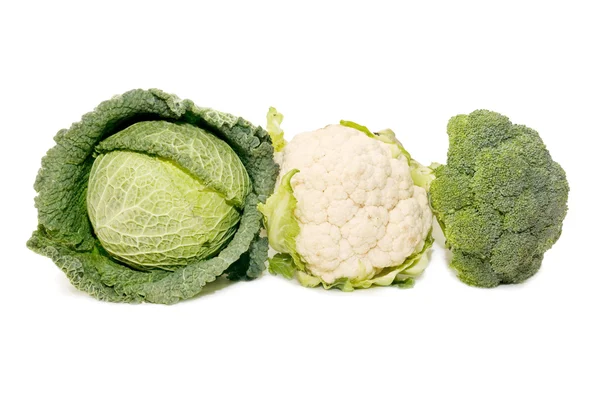 Kapusta, kalafior i brokuły — Zdjęcie stockowe