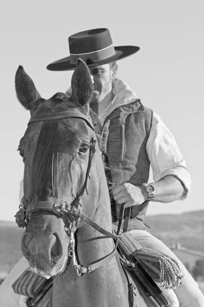 Ryttare och hans häst — Stockfoto