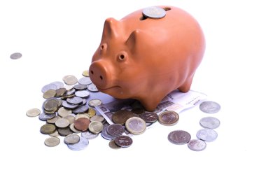 Piggy Bank with Euros clipart