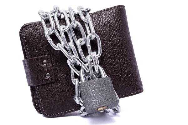 Dark brown wallet with chain