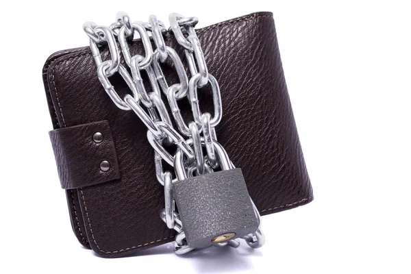 Dark brown wallet with chain Stock Image