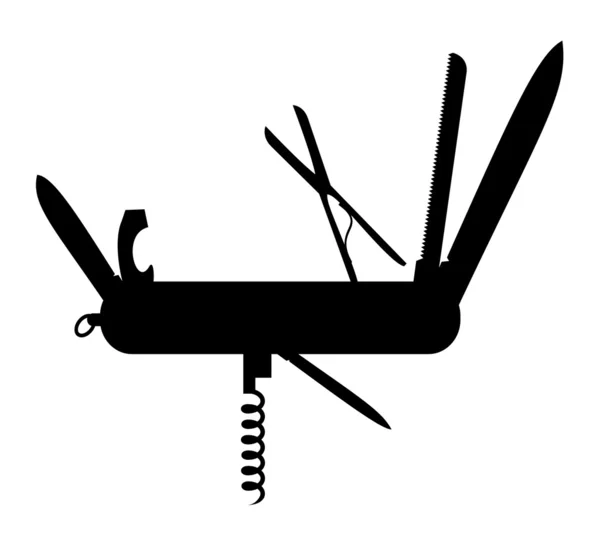 Silhouette d'instrument multi-outils (couteau ) — Image vectorielle