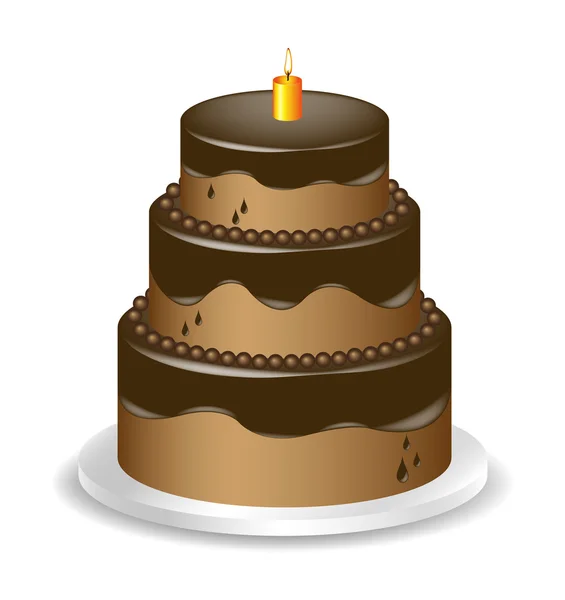 Chocolate cake with candle — Stock Vector