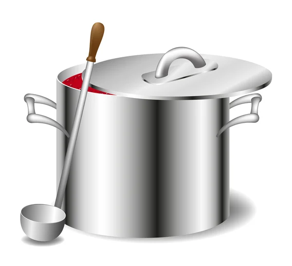 Soup (sauce) in a pot — Stock Vector