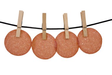 Smoked sausage on a string clipart