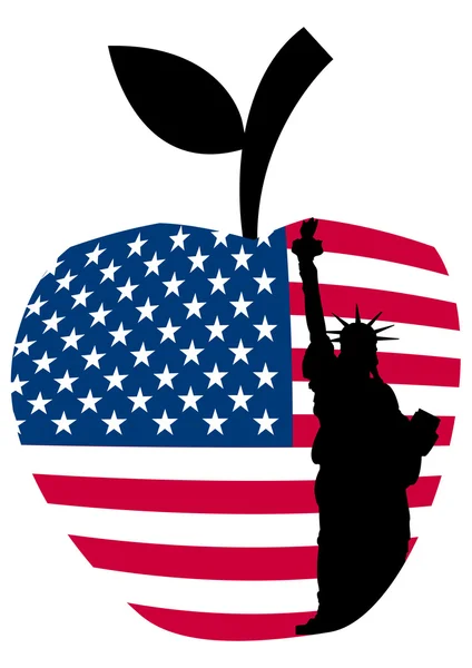 Özgürlük heykeli büyük elma — Stok Vektör