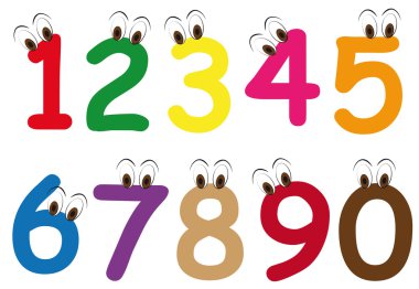 number eyes cartoon clipart