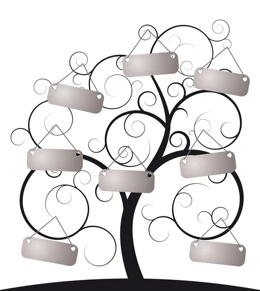 Spiralbaum mit Etikett — Stockvektor