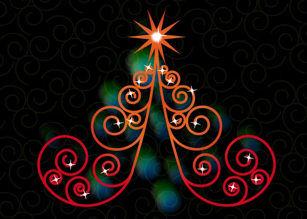 Swirl tree christmas — Stock Vector