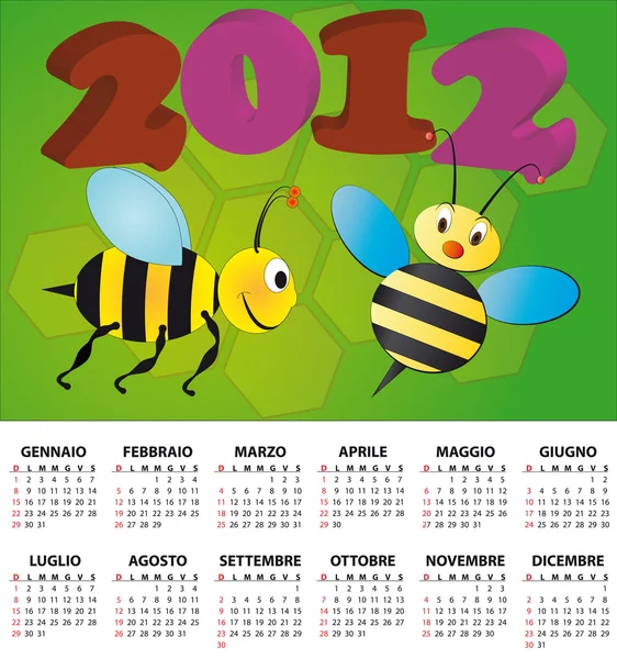 Bienenkalender 2012 — Stockvektor