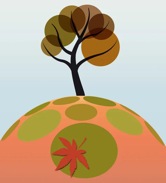 Δέντρο φύλλα στο χόρτο — Διανυσματικό Αρχείο