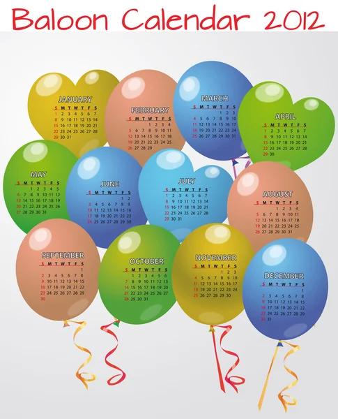 Balão calendário 2012 — Vetor de Stock