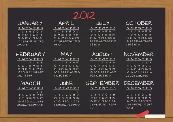 2012 calendario pizarra — Archivo Imágenes Vectoriales