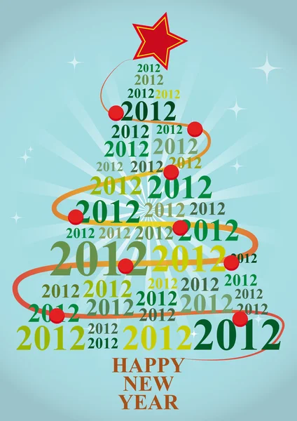 2012 árbol de Navidad — Vector de stock