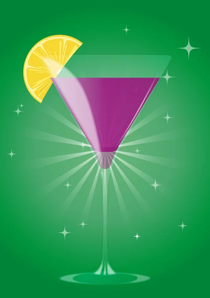 Violet cocktail met sunburst — Stockvector