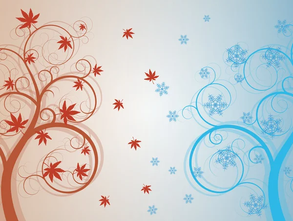 Autum et arbre d'hiver — Image vectorielle