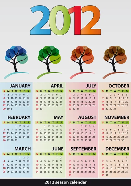 Saison civile 2012 arbre — Image vectorielle