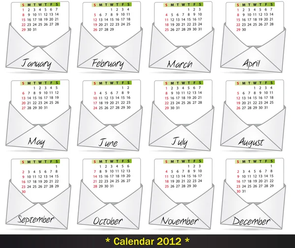 2012 mail kalendern — Stock vektor