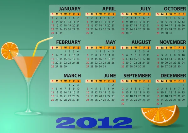 2012 kalender cocktail — Stock vektor